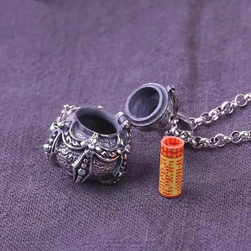 Retro Alchemy Furnace Can Open Pendant Gazang Bottle Pendant Ethnic Style Trend Lucky Wealth Jewelry for Men and Women