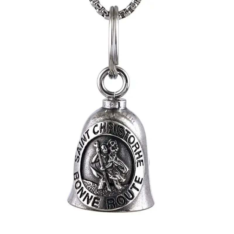 Fashion Trend Creative Engraving Religious Great Man Portrait Bell Pendant Motorcycle Necklace Accessories Men and Women Gifts